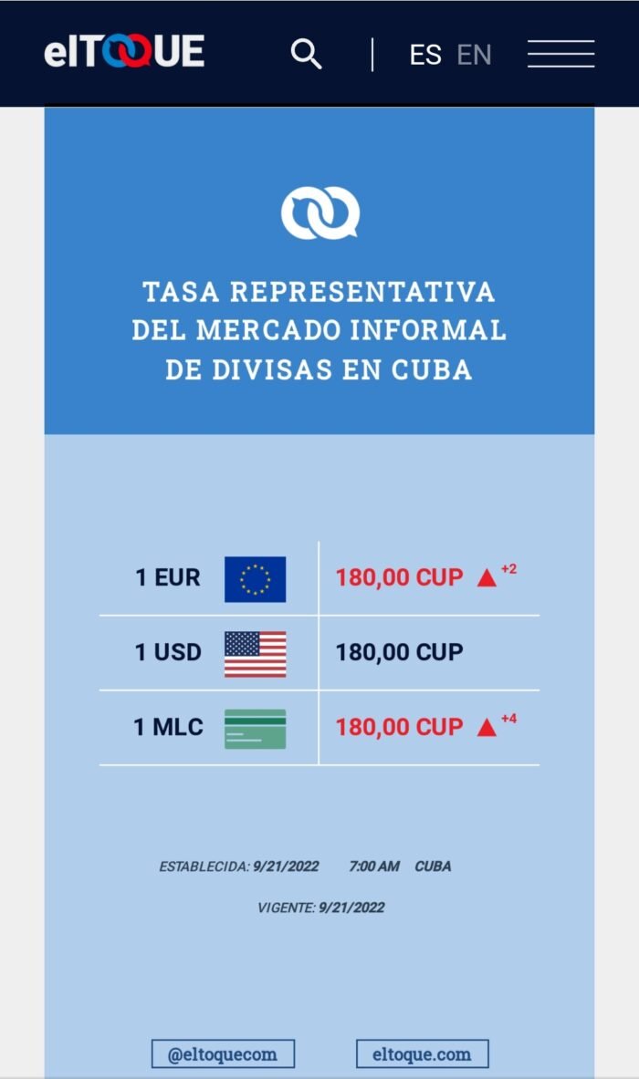 Screenshot 20220921 133108 700x1183 - El precio de dólar estadounidense, el mlc y euro ya sobrepasan los 180 cup en el mercado informal